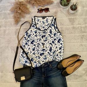 French Connection Blue Flower Tank Top